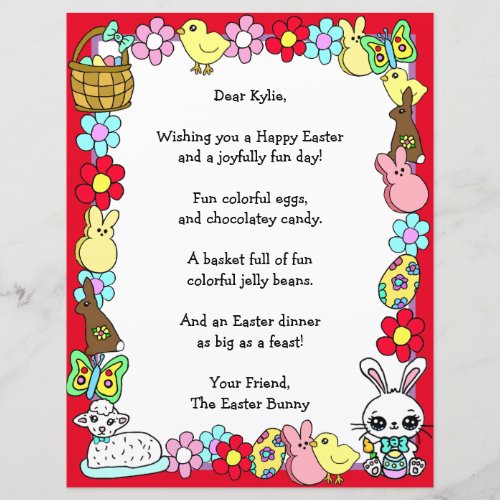 Whimsical Easter Bunny and Poem Kids Letter Game