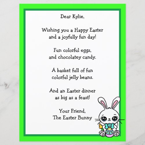 Whimsical Easter Bunny and Poem Kids Letter Game