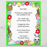 Whimsical Easter Bunny and Poem Kid's Letter Game