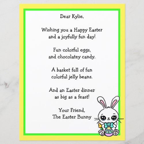 Whimsical Easter Bunny and Poem Kids Letter Game