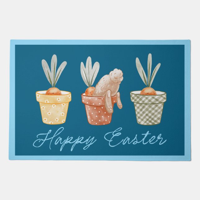 Whimsical Easter Bunny Door Mat (Front)