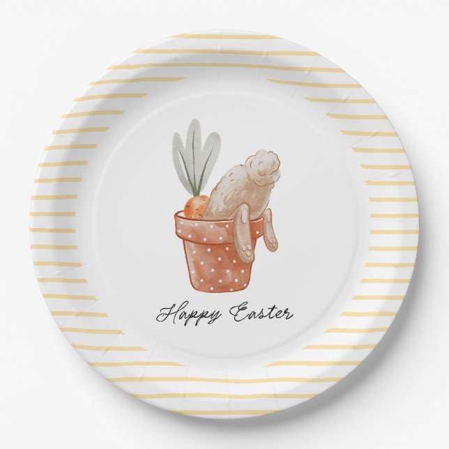 Whimsical Easter Bunny Paper Plates (Front)
