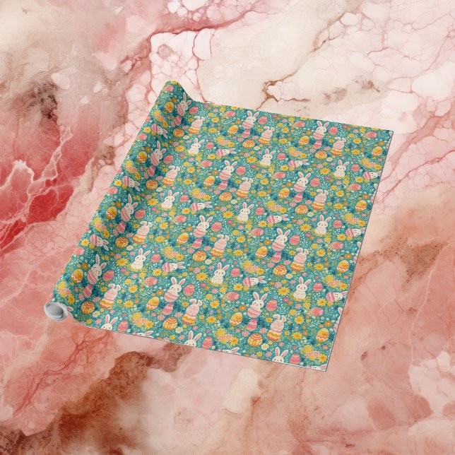 Whimsical Easter Bunny Spring Meadow Botanical Wrapping Paper (Whimsical Easter Bunny Spring Meadow Botanical Wrapping Paper)