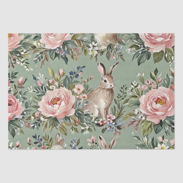 Whimsical Easter Bunny Watercolor Tissue Paper (Front)