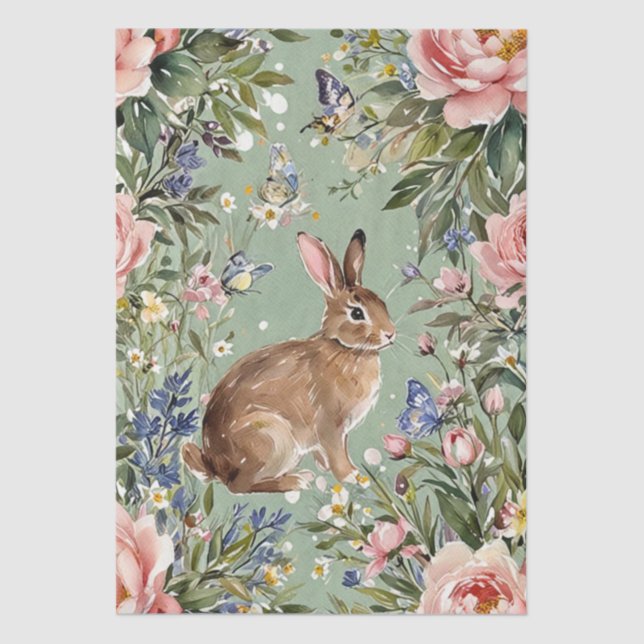 Whimsical Easter Bunny Watercolor Tissue Paper (Front)
