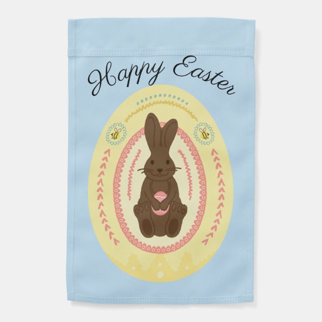 Whimsical Easter Bunny with Egg Garden Flag (Back)