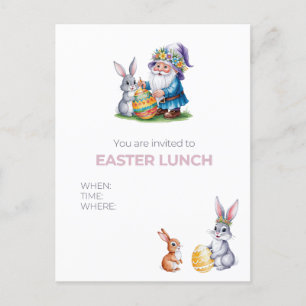 Whimsical Easter Egg Hunt: Watercolor Bunny Postcard