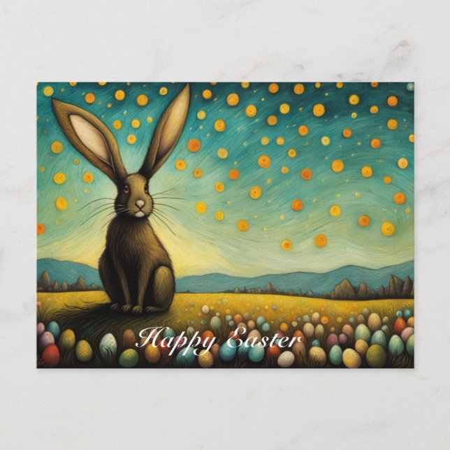 Whimsical Easter Eggs Bunny Happy Holidays Holiday Postcard (Front)