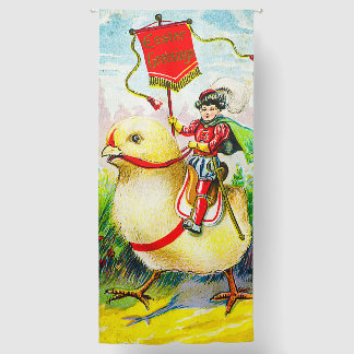 Whimsical Easter Greetings: Rider on Giant Chick Blackout Curtains