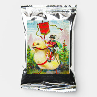 Whimsical Easter Greetings: Rider on Giant Chick Coffee Drink Mix