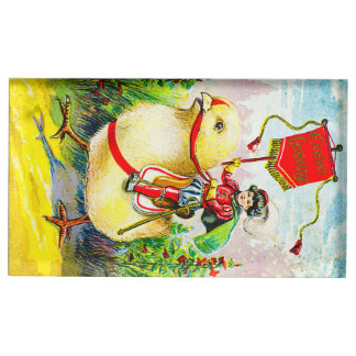 Whimsical Easter Greetings: Rider on Giant Chick Place Card Holder