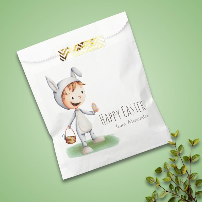 Whimsical Easter Kid in Egg Hunt Illustrated Favor Bag (Creator Uploaded)