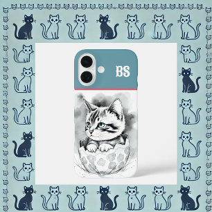 whimsical Easter Kitten in Floral Eggshell iPhone 16 Case