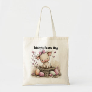 Whimsical Easter Piglet Art with Springtime Charm Tote Bag