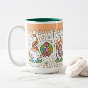 Whimsical Easter-Themed With Gnomes Two-Tone Coffee Mug