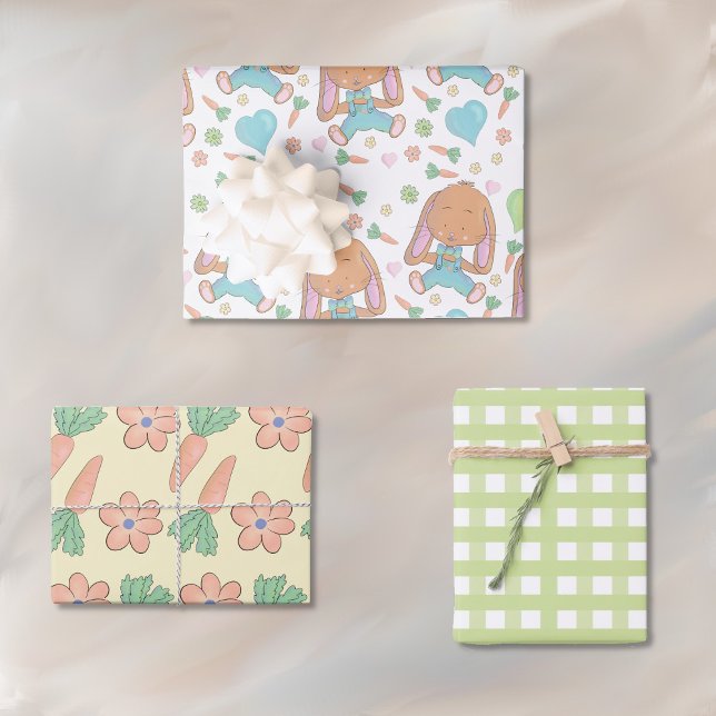 Whimsical Easter Wrapping Paper Flat Sheet (Whimsical bunny theme wrapping paper sheets .)