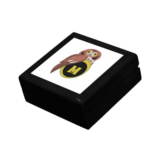 Whimsical Eastern Screech Owl Monogram Gift Box (Side)