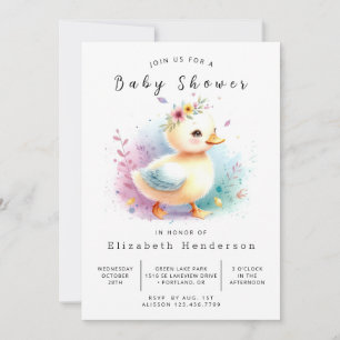 Whimsical Editable Duck Baby Shower Invitation