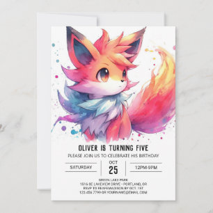 Whimsical Editable Fox Birthday Invitation