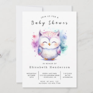 Whimsical Editable Owl Baby Shower Invitation