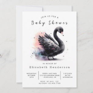 Whimsical Editable Swan Baby Shower Invitation