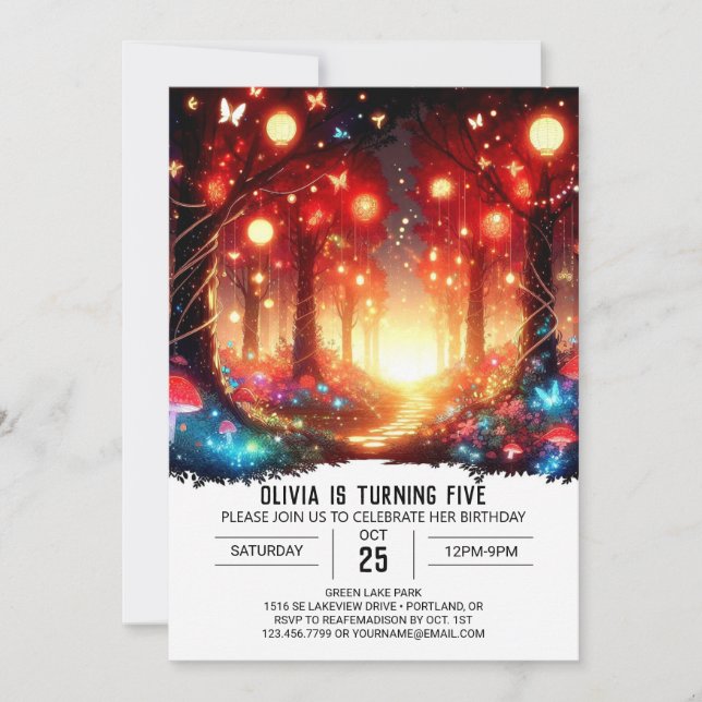 Whimsical Editable Woodland Digital Birthday Invitation (Front)