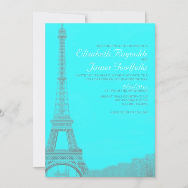 Whimsical Eiffel Tower Wedding Invitations (Front)