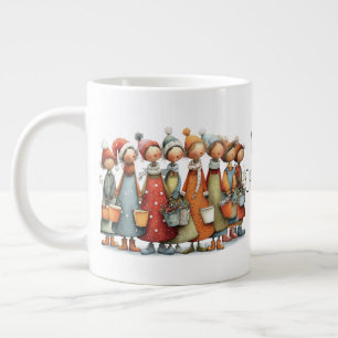 Whimsical Eight Maids a-Milking 12 Days Christmas Giant Coffee Mug