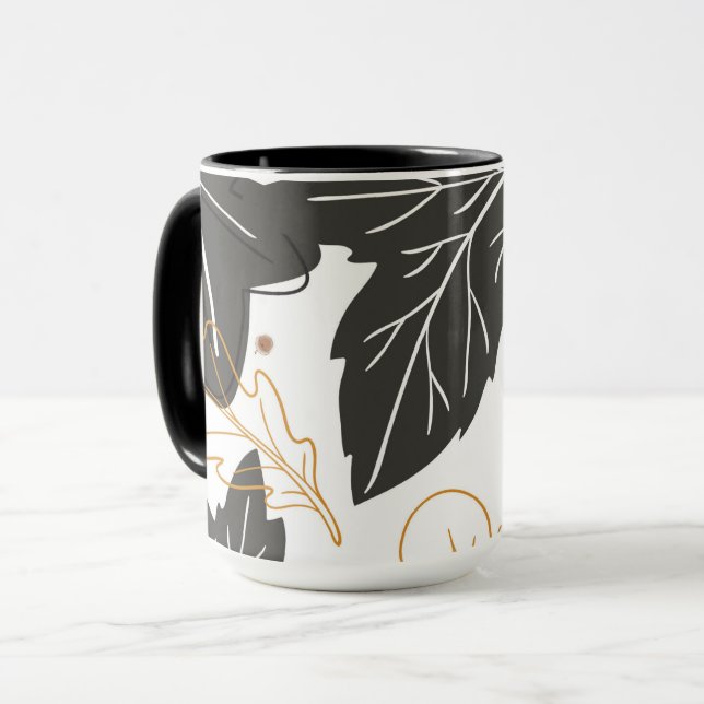 Whimsical Elegant Autumn Fall Leaves Acorns Mug (Front Left)