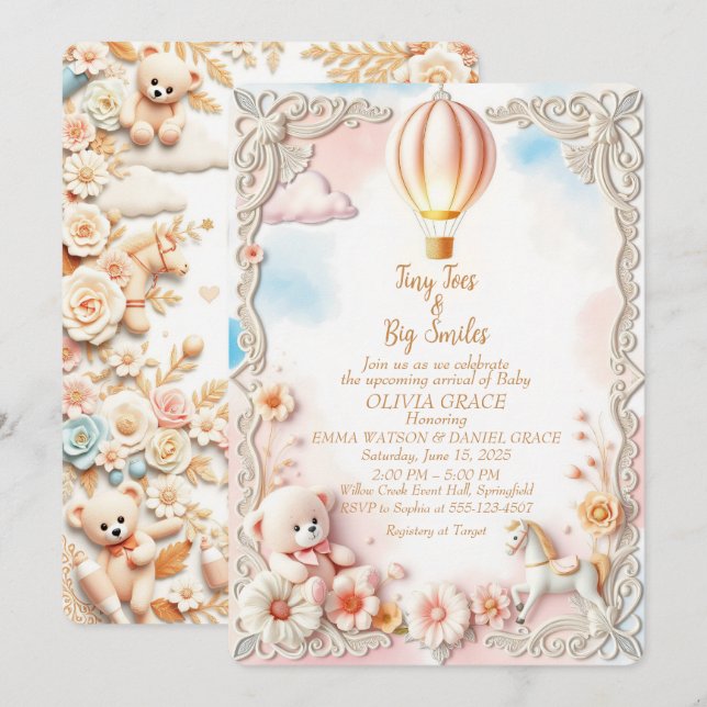 Whimsical & Elegant Baby Shower Invitation (Front/Back)