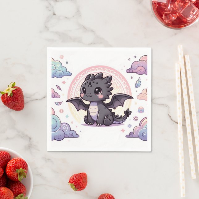 Whimsical Elegant Dragon Baby Shower Napkins (Insitu)