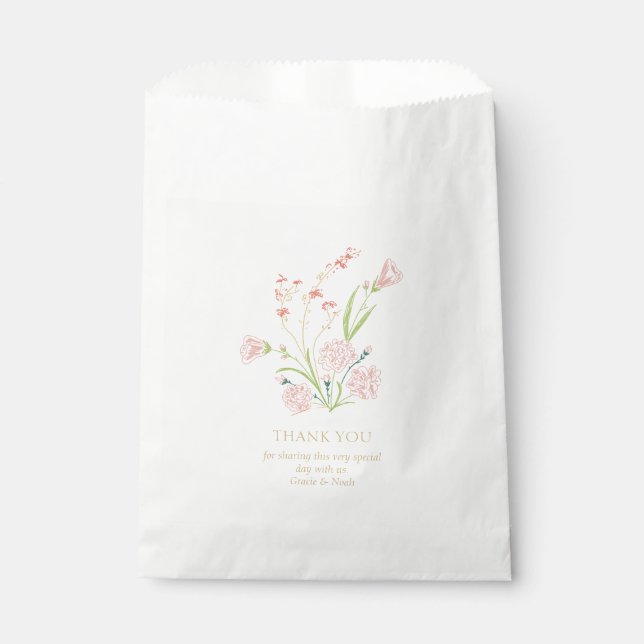Whimsical & Elegant Floral Wedding Couple  Favor Bag (Front)