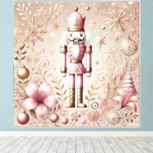 Whimsical Elegant Pink and Gold Pastel Nutcracker Canvas Print