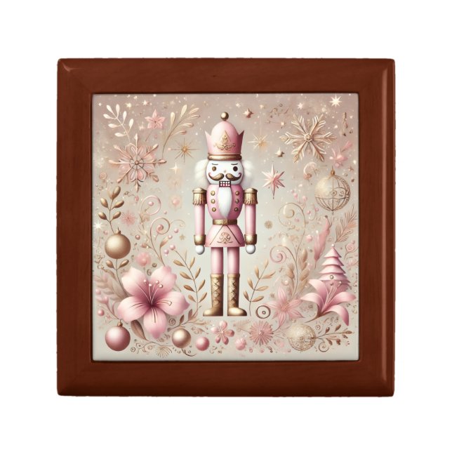 Whimsical Elegant Pink and Gold Pastel Nutcracker  Gift Box (Front)
