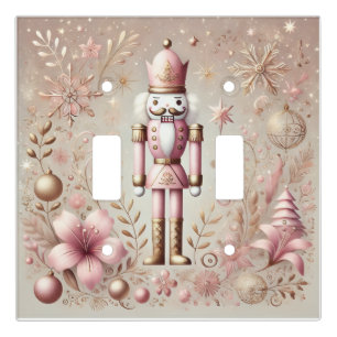 Whimsical Elegant Pink and Gold Pastel Nutcracker Light Switch Cover