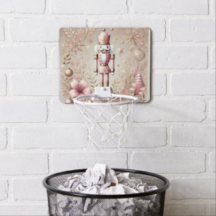 Whimsical Elegant Pink and Gold Pastel Nutcracker Mini Basketball Hoop
