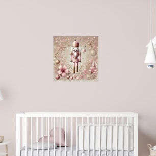 Whimsical Elegant Pink and Gold Pastel Nutcracker  Poster