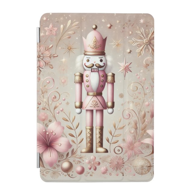 Whimsical Elegant Pink & Gold Pastel Nutcracker iPad Mini Cover (Front)