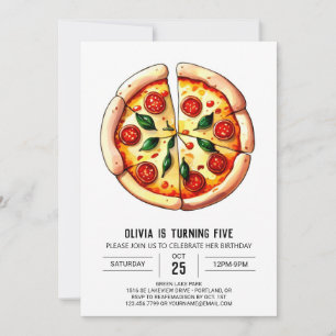 Whimsical Elegant Pizza Birthday Invitation