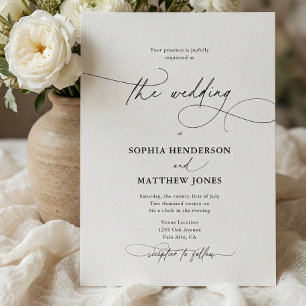 Whimsical Elegant QR Code White Ivory Wedding  Invitation