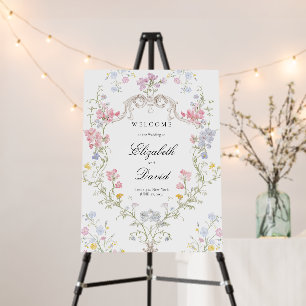 Whimsical Elegant Rococo Floral Crest Wedding Foam Board