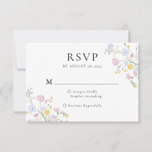 Whimsical Elegant Rococo Floral Crest Wedding RSVP Card