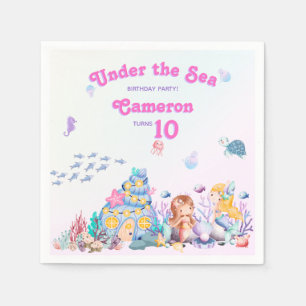 Whimsical Elegant Sweet Under the Sea Mermaid  Napkins