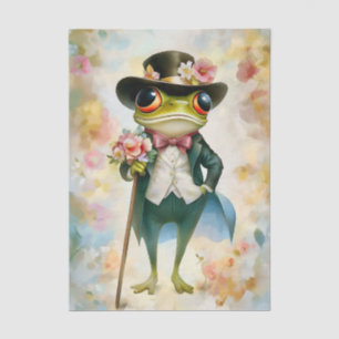 Whimsical Elegant Victorian Frog ES6L Decoupage Tissue Paper