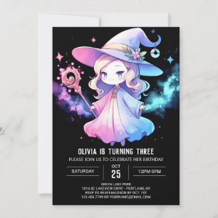Whimsical Elegant Wizard Birthday Invitation