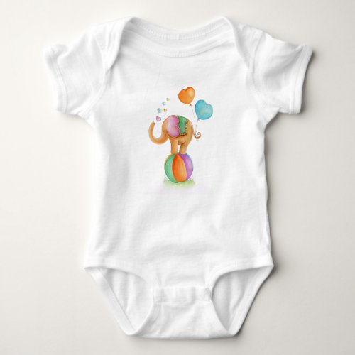 Whimsical elephant animal circus watercolor baby bodysuit