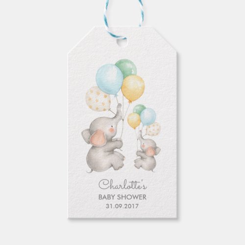 Whimsical Elephant Baby Shower Pastel Favor Tag