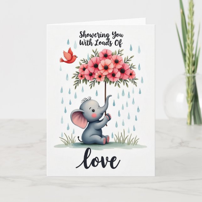 Whimsical Elephant Birthday Card (Front)