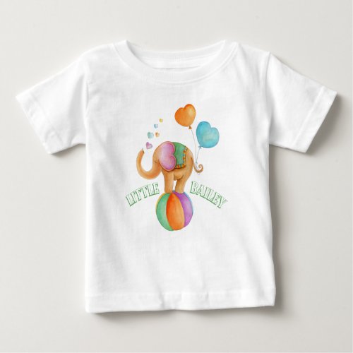 Whimsical elephant circus watercolor name baby T_Shirt