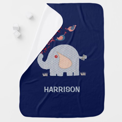 Whimsical Elephant Kids Cute Personalized Baby Blanket